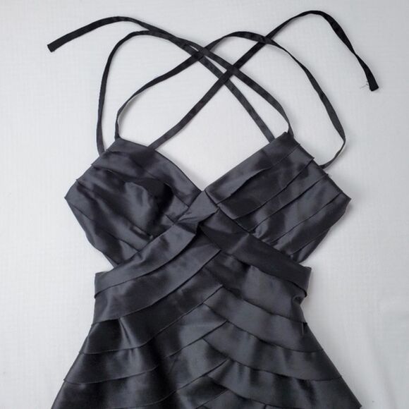 Forever21 Black Silky Halter Tie String Minidress size M - Picture 2 of 4
